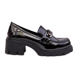 WS1 Damen-Lackleder-Schuhe mit niedrigem Absatz Schwarz Blimma