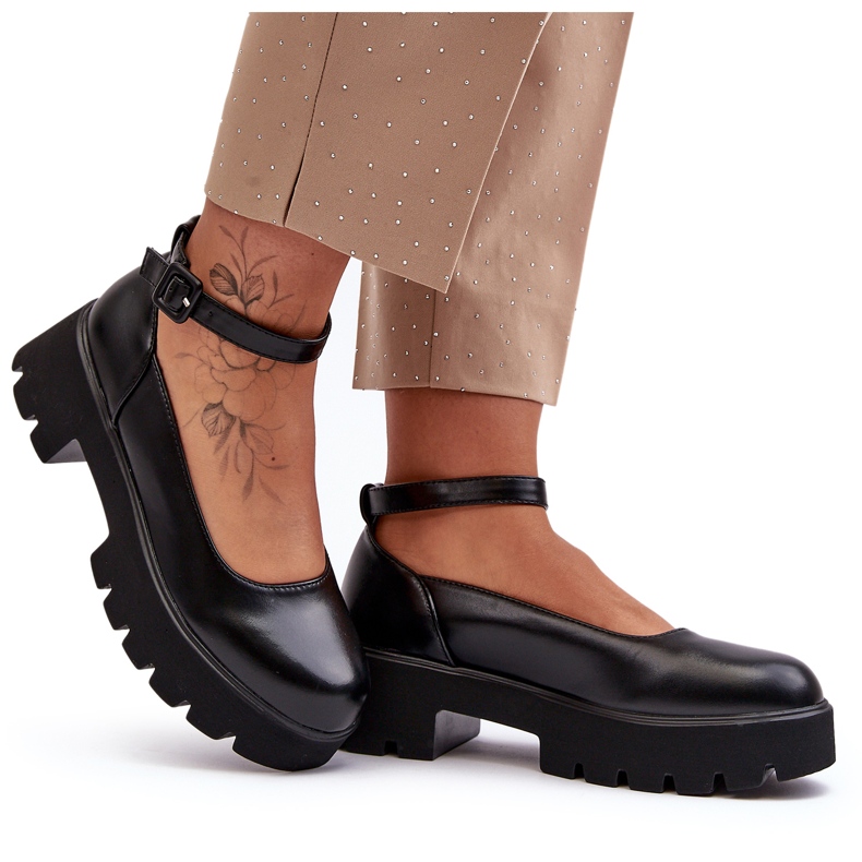 WS1 Damenschuhe mit niedrigem Absatz und Schnalle, Schwarz von Owena