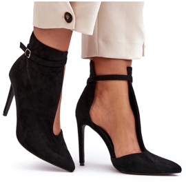 WS1 Damen-Stiefeletten aus Wildleder mit hohem Absatz, Schwarz Amalundi