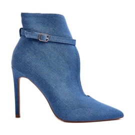 WS1 Damen-Jeans-Stiefeletten mit hohem Absatz, Blau Amalundi