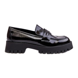 WD1 Lack-Loafer-Schuhe mit flachem Absatz, Black Jannah schwarz