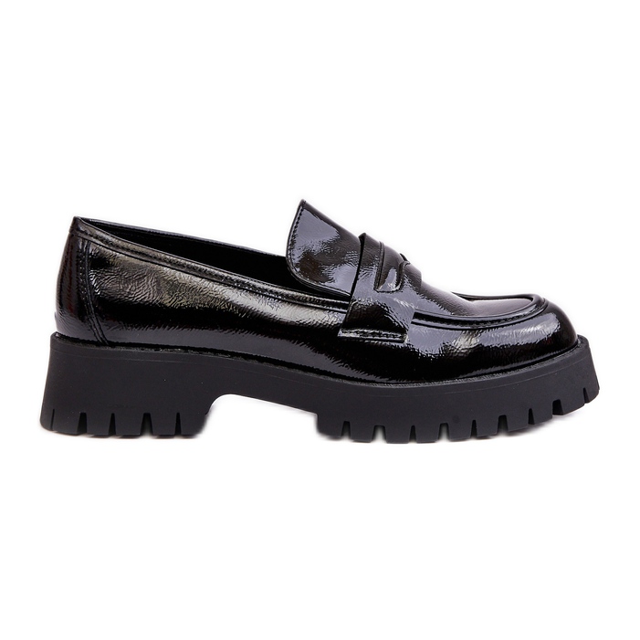 WD1 Lack-Loafer-Schuhe mit flachem Absatz, Black Jannah schwarz