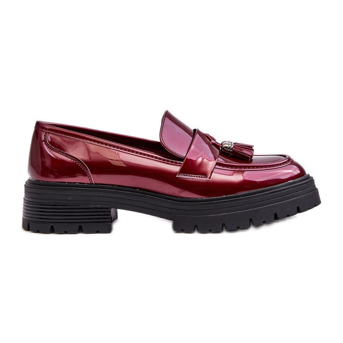 WD1 Loafer aus Lackleder mit Fransen, burgunderrotes Velenase