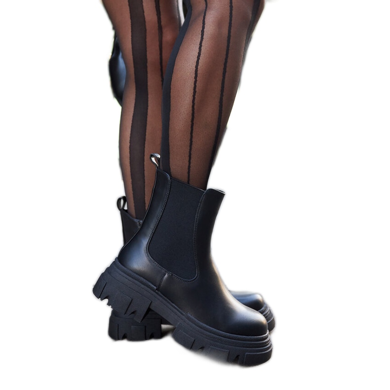 Schwarze Stiefeletten mit Gummieinsatz D'Isola