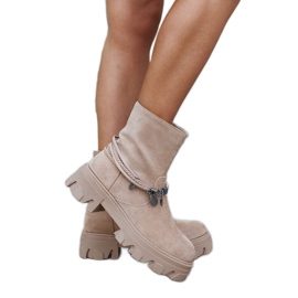 Beige Stiefeletten mit dekorativem Armband von Geraldo