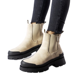Beige und schwarze Öko-Wildlederstiefel Big Star MM274322