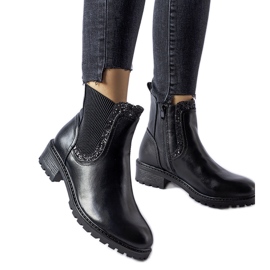 Schwarze Stiefeletten mit Emidio-Glitzer verziert