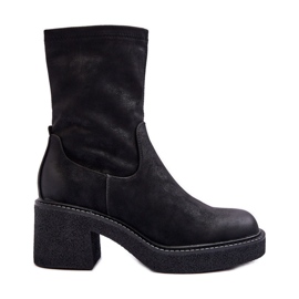 Sergio Leone Damenstiefel mit klobigem Absatz in Schwarz von Tozanna