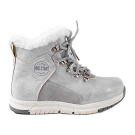 Graue warme Kinderschuhe Big Star KK374178 silber-