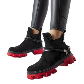 Inna Schwarze Stiefeletten mit roter Ettore-Sohle