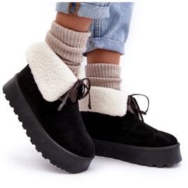 Plateau-Schneestiefel mit Schaffellmantel, Black Olimuka schwarz