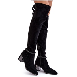 S.Barski Overknee-Stiefel für Damen mit hohem Absatz D&amp;A MR870-65 Schwarz