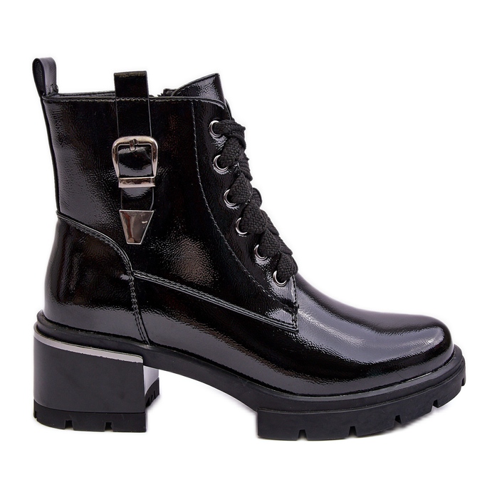 S.Barski Damen-Lacklederstiefel D&amp;A MR870-97 Schwarz