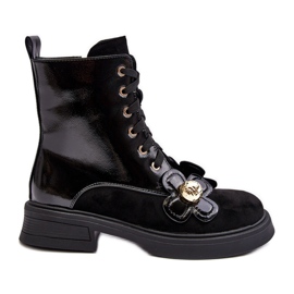 S.Barski Modische Damen-Stiefeletten mit Reißverschluss und Verzierungen D&amp;A MR870-76 Schwarz