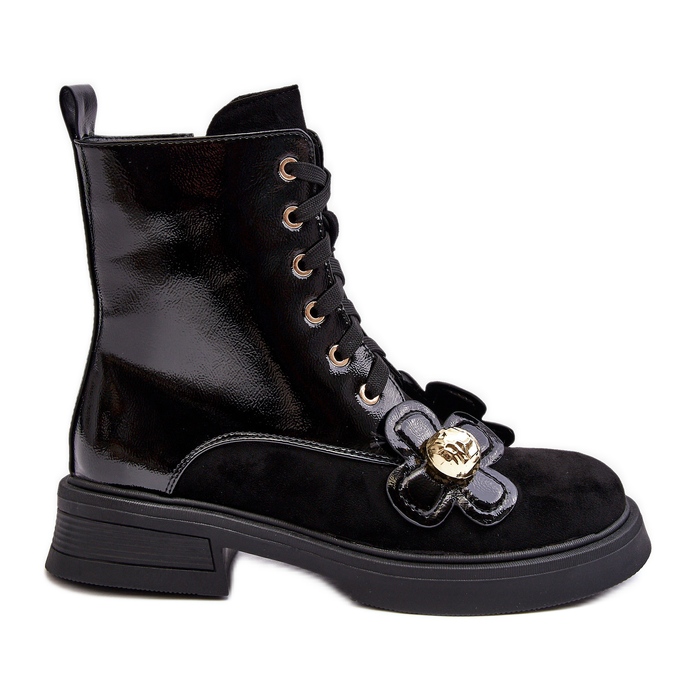 S.Barski Modische Damen-Stiefeletten mit Reißverschluss und Verzierungen D&amp;A MR870-76 Schwarz