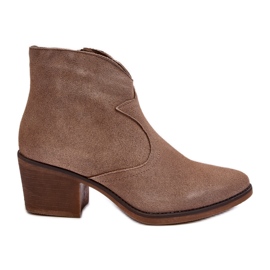 S.Barski Wildleder-Cowboystiefel mit Reißverschluss D&amp;A SN622-29 Dunkelbeige