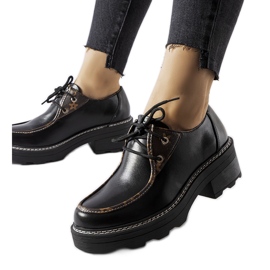 Schwarze Halbschuhe mit massivem Fondachetto-Absatz