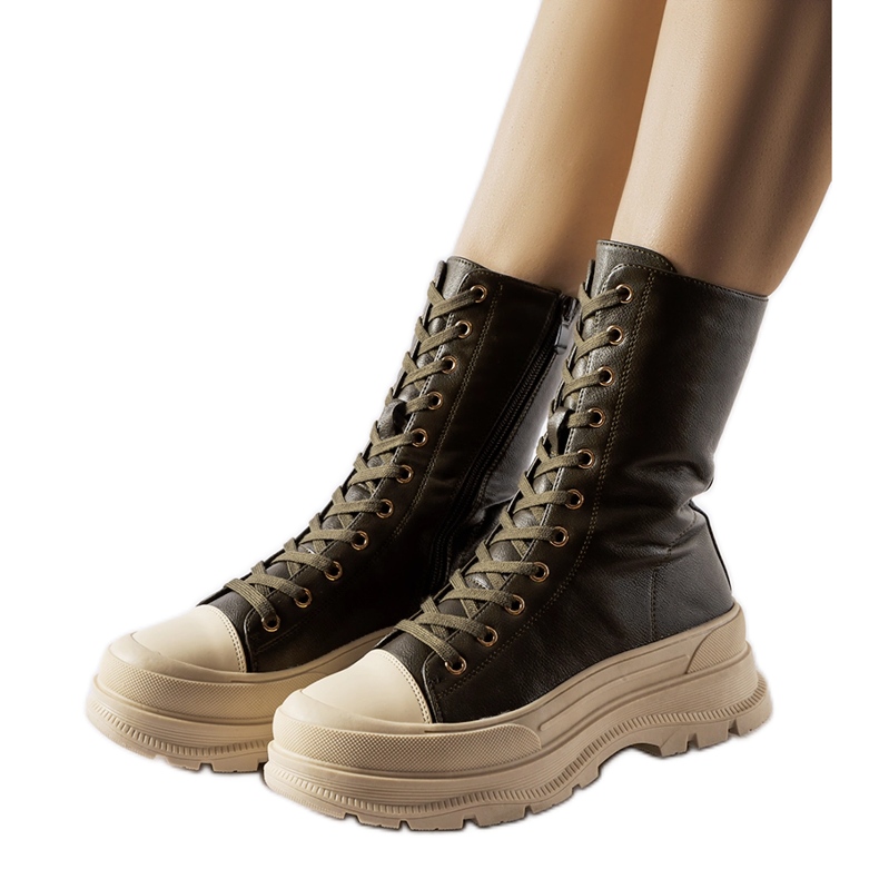 Giselda dunkelgrüne Schuhe mit dicker Sohle