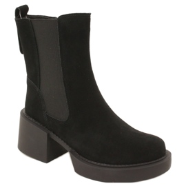 Filippo Schwarze Wildleder-Stiefeletten mit hohem Absatz