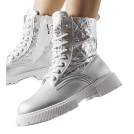 Inna Silberne Stiefel mit Jalbert-Steppung verziert silber-