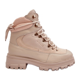 Isolierte Schnürstiefeletten für Damen Hellbeige Big Star MM274664