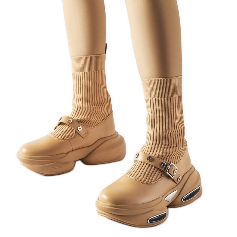 Beige Stiefeletten mit Sockenobermaterial von Ivana