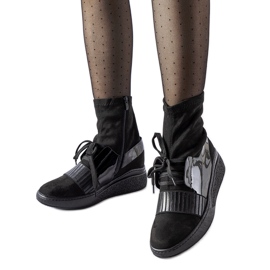 Schwarze Spoleto-Keilsockenstiefeletten