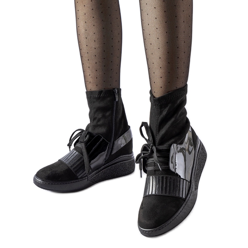 Schwarze Spoleto-Keilsockenstiefeletten