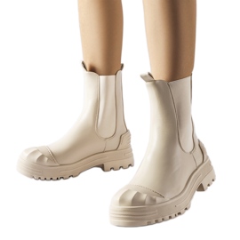 Beigefarbene, isolierte, massive Stiefeletten von Albanese