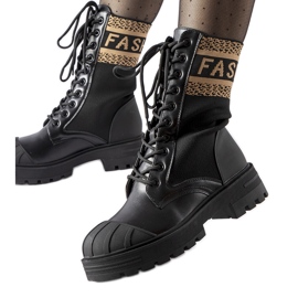 Schwarze Sockenschuhe mit brauner Daria-Aufschrift