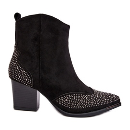 FS1 Verzierte Cowboystiefel für Damen mit hohem Absatz in Schwarz von Eleduana