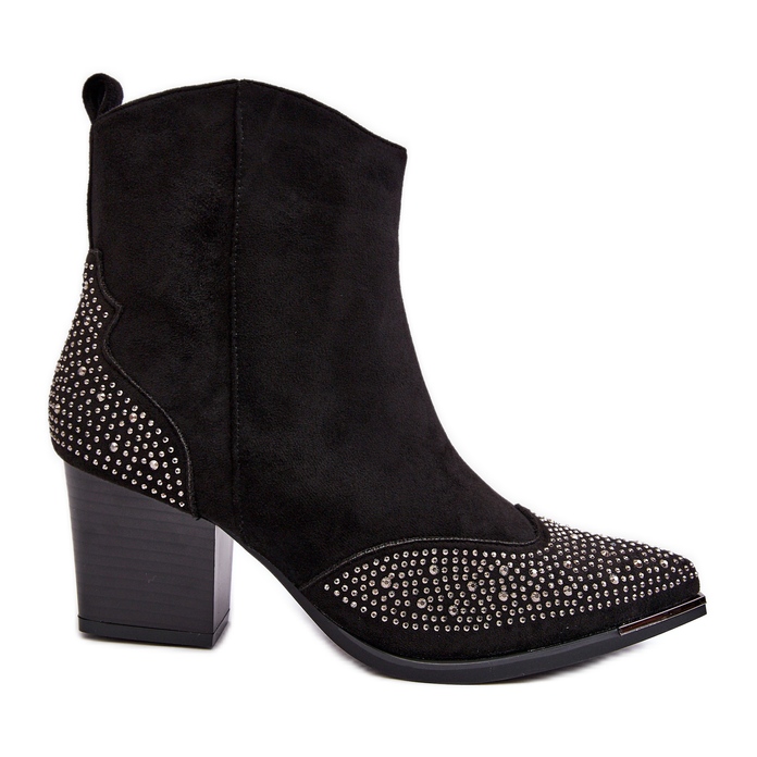 FS1 Verzierte Cowboystiefel für Damen mit hohem Absatz in Schwarz von Eleduana