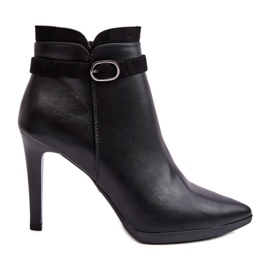 Sergio Leone Damen-Stiefeletten mit hohem Absatz und isolierter Schnalle in Schwarz von Aesha