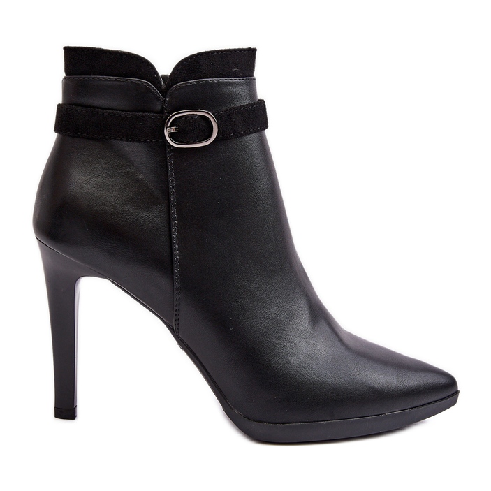 Sergio Leone Damen-Stiefeletten mit hohem Absatz und isolierter Schnalle in Schwarz von Aesha