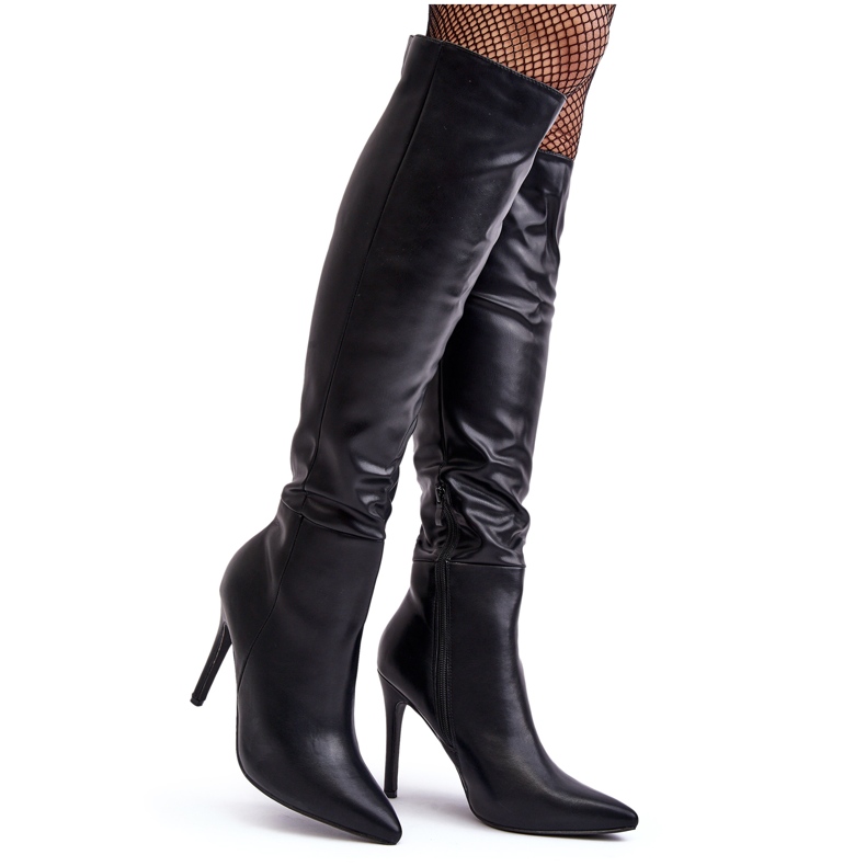 WS1 Overknee-Stiefel für Damen mit hohem Absatz, Schwarz Sirenpha