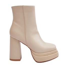 WS1 Damen-Stiefeletten mit hohem Absatz und Plateau, hellbeige Sandstra