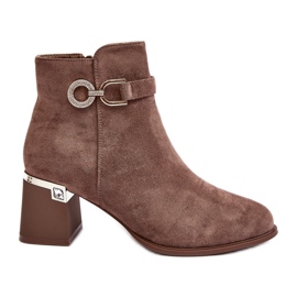 WJ2 Modische Damen-Stiefeletten aus braunem Wildleder Nola