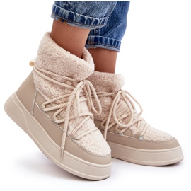 FG2 Plateau-Schneestiefel für Damen Hellbeige Ahatissa