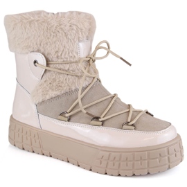 Filippo Schneestiefel mit Fell lackiertem Beige Fell