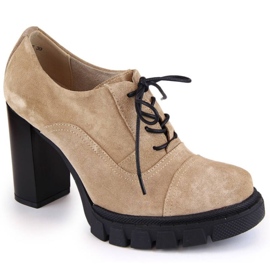 Filippo W PAW473B beige Lederschuhe mit hohem Absatz und Plateau