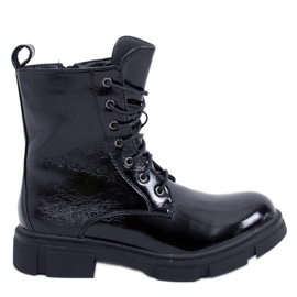 Lackierte Schnürboots von Neil Black schwarz