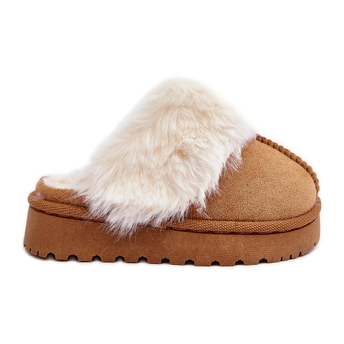 Kinderhausschuhe mit Fell Camel Birasta braun