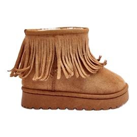 Isolierte Kinder-Schneestiefel mit dekorativen Fransen Camel Nimia braun