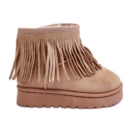 Isolierte Kinder-Schneestiefel mit dekorativen Fransen Beige Nimia