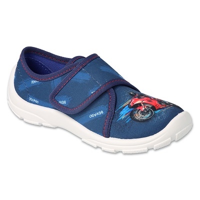 Befado Kinderhausschuhe 974Y533 blau mit Motorrad