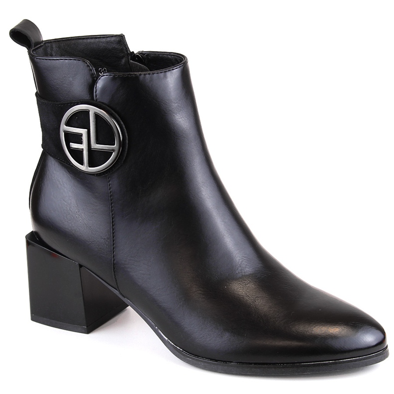 Damenstiefel mit dekorativem High-Heel, isoliert, schwarz, Potocki SZ12227