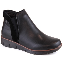 Schwarze isolierte Damen-Keilstiefel aus Leder Filippo DBT4781