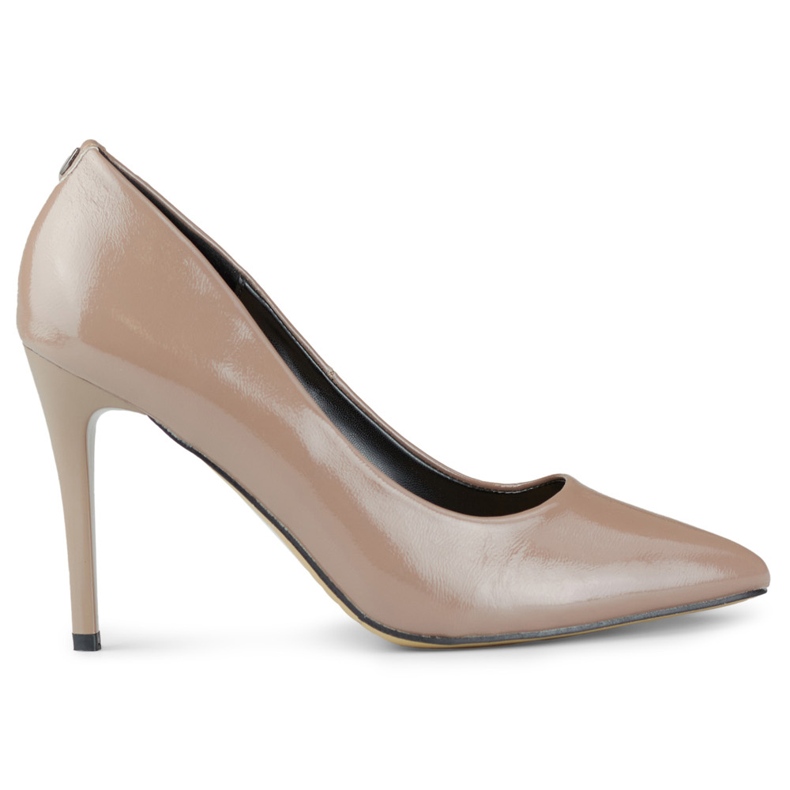 Braune Lack-Stilettos für Damen beige