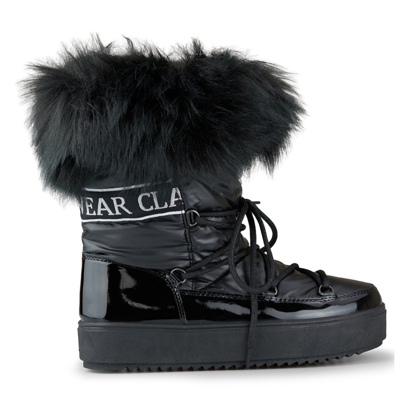 Schwarze Damen-Schneestiefel mit dekorativem Fell