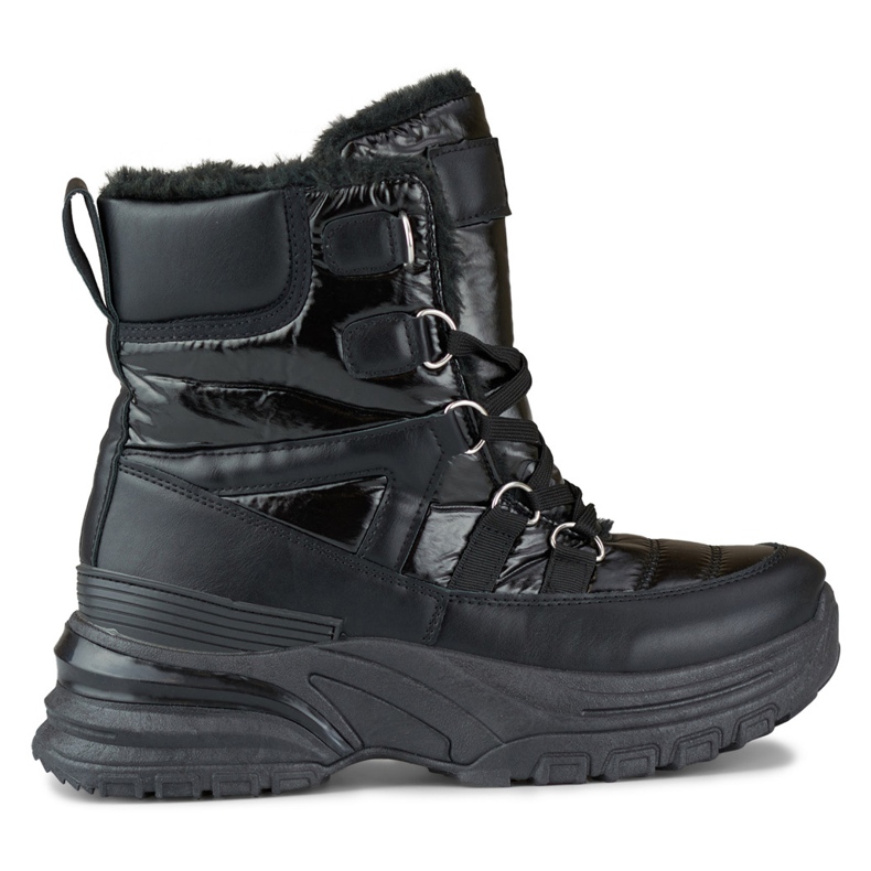 Schwarze sportliche Damen-Schneestiefel zum Schnüren